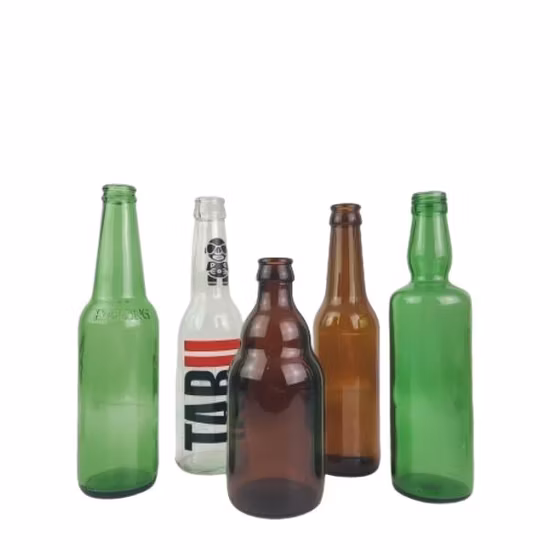 Farbige Trinkflaschen aus Glas mit Siebdruck