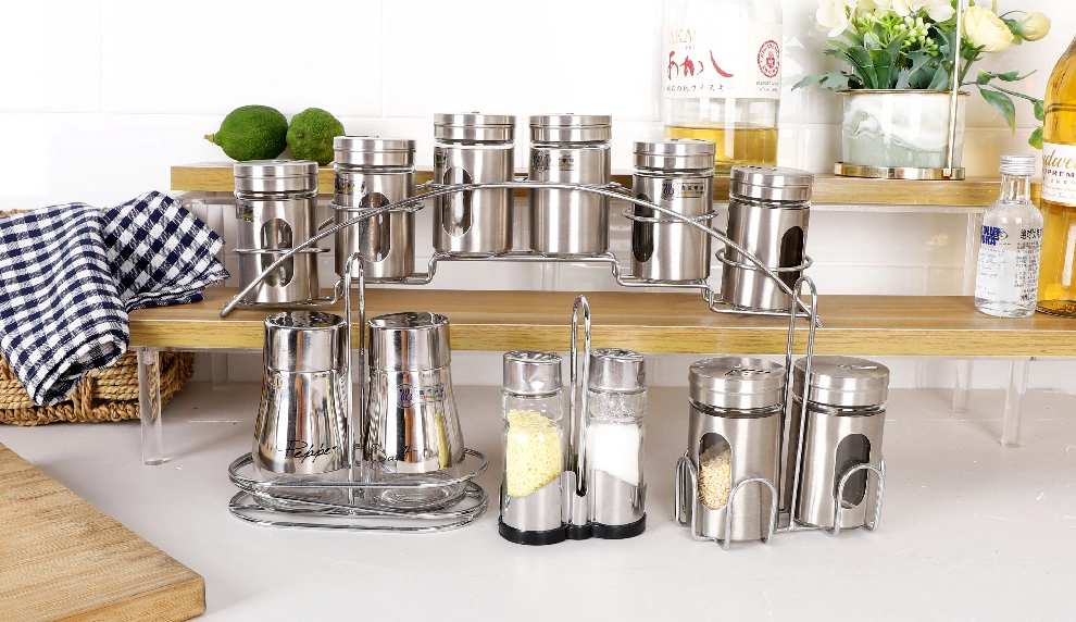 Glass Container Kitchen Spice Storage Clear Jars Seasoning Jar Set with Spoon