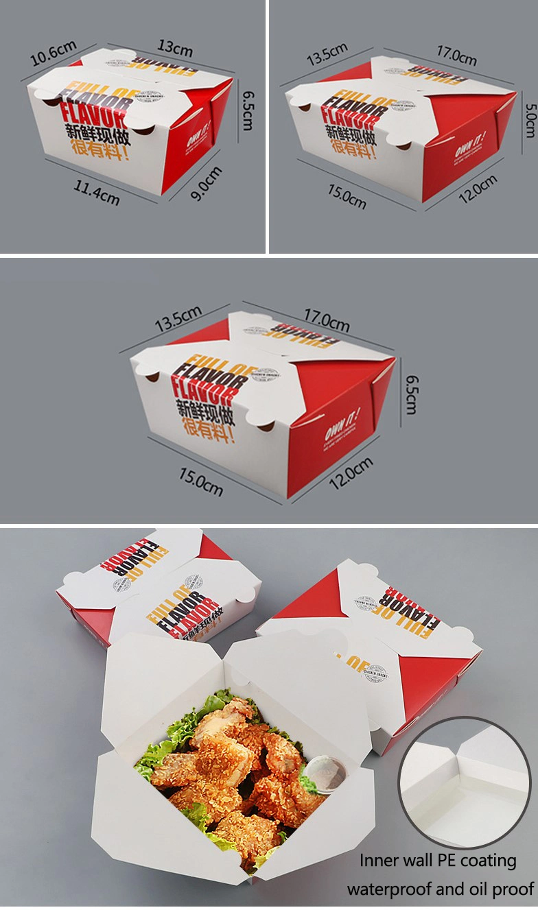 Degradable Takeaway Fast Food Packaging Food Container Paper Boxes Pizza Container Lunch Box Printing Book Service Puzzle Paper Box Burger Food Packaging