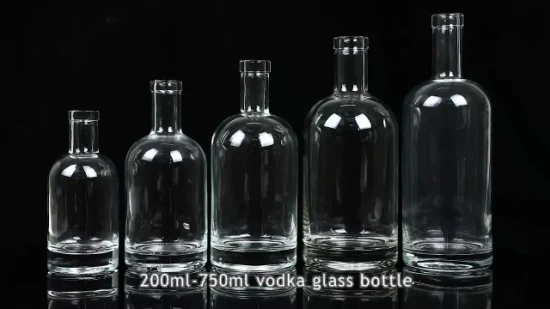 Bestückte 375 ml, 500 ml, 700 ml, 1000 ml Offset-Malerei, leere Glasflasche für Wodka-Likörwein mit Polymer-Kork-Schraubverschluss